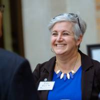 Chris Barbee talking with guests.